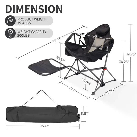 450lbs Heavy-Duty Swing Hammock Chair – Portable with Pedal, Perfect for Camping & Outdoor Trips
