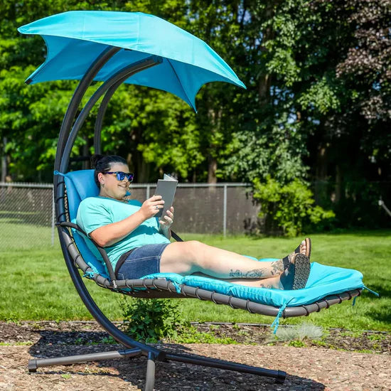 Heavy-Duty Steel Hammock Chair – Ergonomic Build with Premium Cushions & Pillows for Peak Coziness