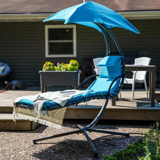 Heavy-Duty Steel Hammock Chair – Ergonomic Build with Premium Cushions & Pillows for Peak Coziness